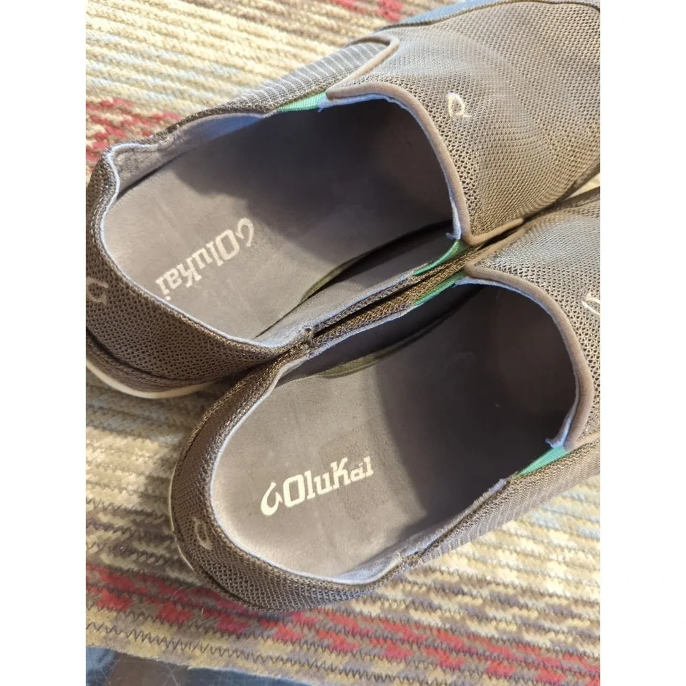 OluKai Nohea Men's Sz 10 Mesh Slip-On Mustang-Lime Loafer Slides Sidewalk Surfer